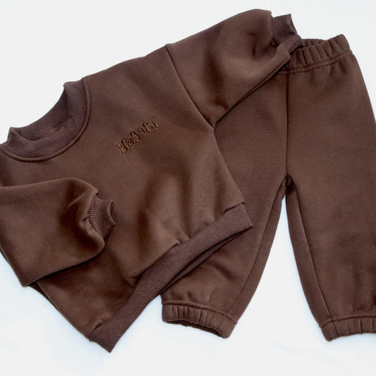 Oversized Children's Tracksuit - Mocha Brown